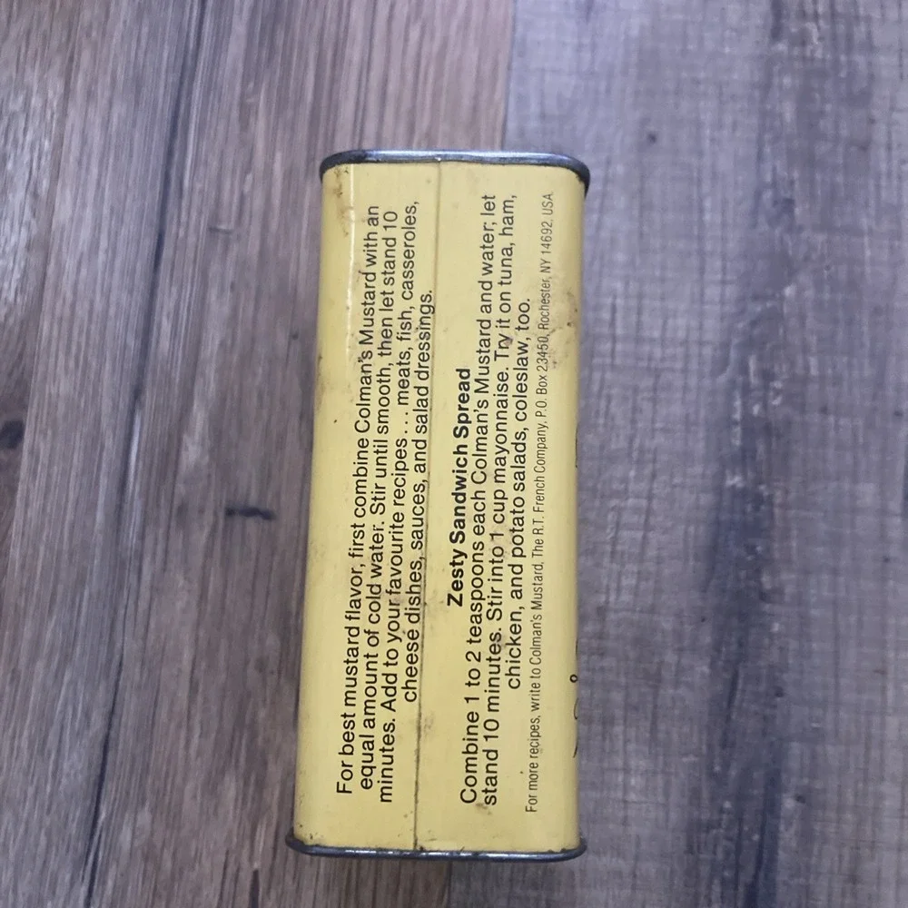 Vintage Colman's Mustard Metal Tin 4 OZ‎ Empty Kitchen Decor Large Tin